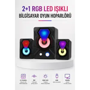 RGB LED Aydınlatmalı Bilgisayar Oyun Hoparlör Sistemi