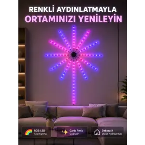 RGB LED Dekoratif Duvar Lambası İç Mekân Telefon Kontrollü Ortam Aydınlatması