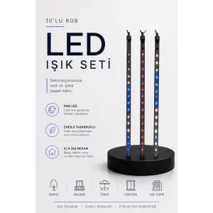 RGB LED Dış Ve İç Mekan Süsleme Işığı 10 Çubuklu Şerit