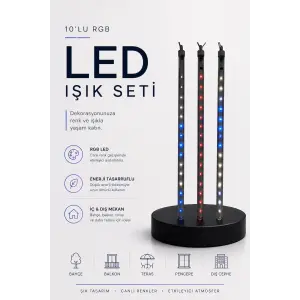 RGB LED Dış Ve İç Mekan Süsleme Işığı 10 Çubuklu Şerit