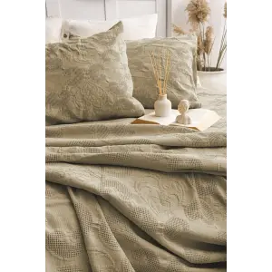 Şaheser Home Collection Yatak Örtüsü Çift Kişilik İt Haki