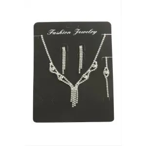 Sallantılı Taşlı Set Kolye