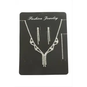 Sallantılı Taşlı Set Kolye