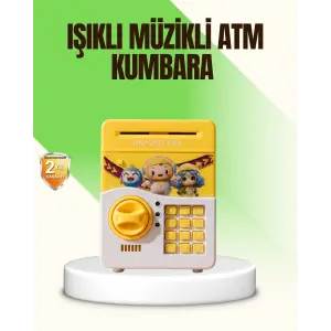 Sarı Elektronik Şifreli ATM Görünümlü Çocuk Kumbarası