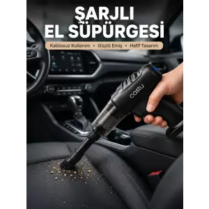 Şarjlı Araç İçi El Süpürgesi ve Hava Pompası
