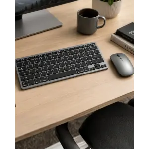Şarjlı Kablosuz Klavye ve Mouse Seti Kompakt Taşınabilir Tasarım