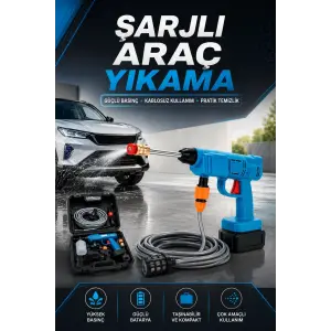 Şarjlı Oto Yıkama, Bahçe Sulama Tabancası Makinesi Yüksek Basınçlı