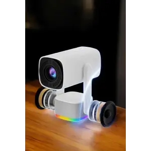 Şarjlı Projeksiyon Oyun Sinema Projektörü 4K HD Görüntü Kaliteli