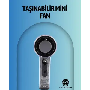 Şeffaf Kasa El Fanı | 5V 2A | 100 Kademeli Hava Akışı | Type-C Girişli