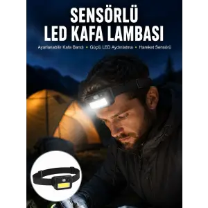 Sensörlü Kamp Lambası Ayarlanabilir Kafa Lambası Kafa Bantlı Yeni Nesil