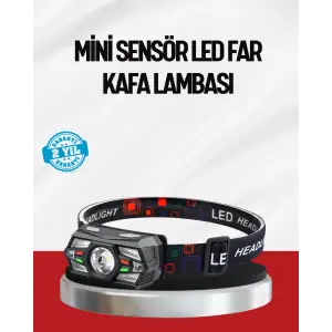 Sensörlü LED Kafa Lambası Kırmızı Beyaz Işık Ayarlanabilir
