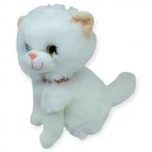 Sesli Peluş Kedi Van Kedisi 25 cm - Beyaz - 1 ADET