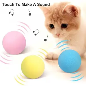 Sesli ve Akıllı Kedi Oyuncak Topu - 50 mm, Hayvan Sesli, Eğlenceli Kedi Oyuncağı