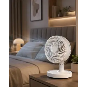 Sessiz Çalışan Mini Masaüstü Fan 2 Kademeli Otomatik Salınımlı