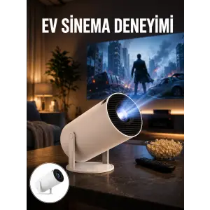 Sinema Projektörü Android HDMI USB WİFİ Ses Çıkışlı Ayaklı Projeksiyon Taşınabilir Yeni Nesil
