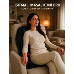 Sırt Bel Boyun ve Kalça Destekli Isıtmalı Masaj Koltuğu Minderi