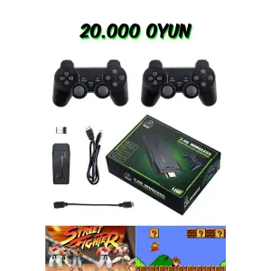 Siyah 2.4g kablosuz çift kollu retro oyun konsolu oyunlu game stick bluetooth yok