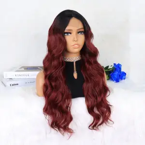 Siyah Koyu Kızıl Ombreli Daalı Tül Peruk