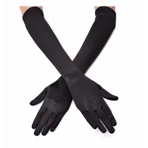 Siyah Renk Dirseğe Kadar Uzun Kumaş Eldiven 40 Cm Bx40