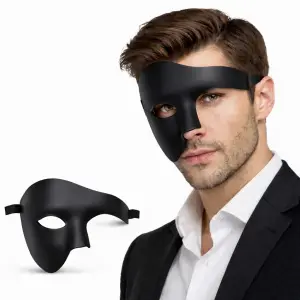 Siyah Yarım Erkek Maske – Phantom Parti &amp;amp; Balo Maskesi Bx40