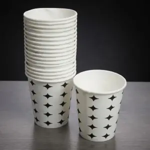 Siyah Yıldız Desenli Karton Bardak - 7 Oz - 50li Paket