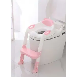 Softy Merdivenli Tuvalet Adaptörü - Çocuğunuz İçin Güvenli ve Konforlu Tuvalet Eğitimi Pembe