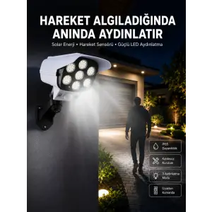 Solar Bahçe Lambası Uzaktan Kumandalı Kamera Görünümlü Hareket Sensörlü