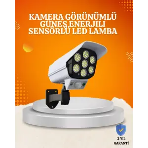 Solar Şarjlı Hareket Sensörlü LED Dış Mekan Lambası Kamera Tasarımlı Güvenlik Işığı