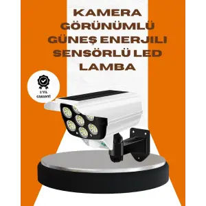Solar Şarjlı Kamera Tasarımlı LED Duvar Lambası Hareket Sensörlü Dış Mekan Aydınlatma