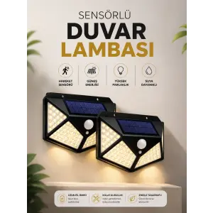 Solar Sensörlü Duvar Lambası Bahçe Lambaso Parlak Beyaz Işık Suya Dayanıklı