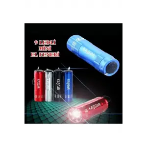 Süper Parlak 9 Ledli Metal Mini El Feneri