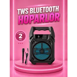 Taşınabilir 6.5” Bluetooth Hoparlör USB TF Kart Mikrofonlu Şarjlı Sistem