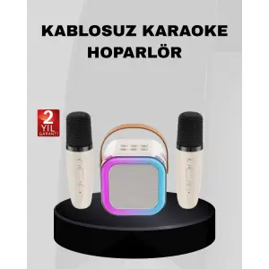 Taşınabilir Karaoke Hoparlör Bluetooth 5.0 ve Çift Mikrofonlu