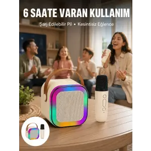 Taşınabilir Karaoke Mikrofon Seti Bluetooth Hoparlörlü Yeni Nesil