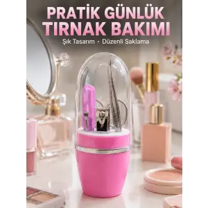 Taşınabilir Manikür Seti Pembe Tırnak Bakım ve Kişisel Bakım Kiti