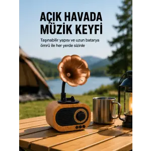 Taşınabilir Mini Retro Radyo Bluetooth Hoparlör USB SD AUX Destekli Yeni Nesil