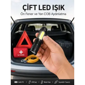 Taşınabilir Şarjlı LED Fener - 4 Modlu, 2000LM, Ayarlanabilir Odak Yeni Nesil