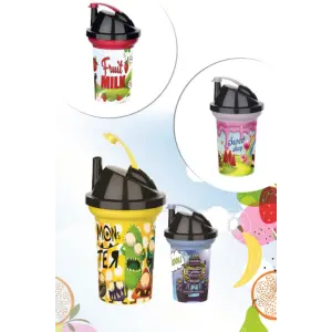 Tedy Pipetli Çuk Içecek Bardağı Desenli Bardak 300ml