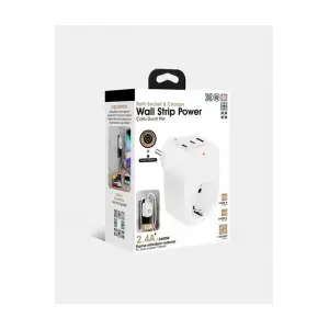 Tekli Yüksek Voltaj Korumalı Duvar Prizi 2x Type-c 1x Usb Çıkışlı Priz Grup Priz Çoğaltıcı Beyaz