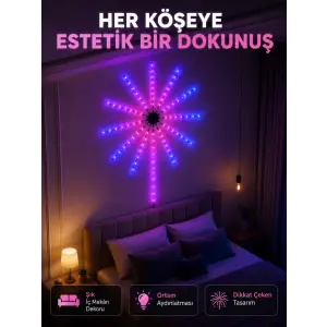 Telefon Kontrollü RGB Fireworks LED Işık Çok Renkli Dekoratif Duvar Lambası