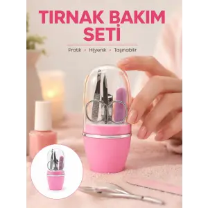 Tırnak Bakım Manikür Pedikür Seti 4 Parça Pembe Minimal ve Dayanıklı
