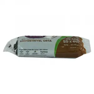 Torbası Orta Boy 55x60Cm 150Gr 25Mikron 30Lt Siyah Rulo 20 Adet