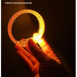 Turuncu Led Işıklı Baskı Yapılabilen Pilli Bileklik Bilezik 1,5 Cm Genişlik Bx40