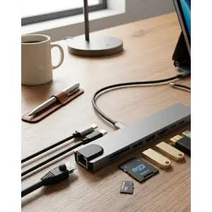Type C Çoklu Port Hub 8 Port USB HDMI SD Kart Ethernet Adaptör
