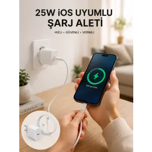 Type-C Hızlı Şarj Özellikli Cihazı USB-C Kablo Dahil