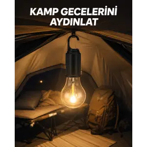Type-C Şarjlı LED Kamp Lambası – Uzun Ömürlü Pil ve Yüksek Parlaklık