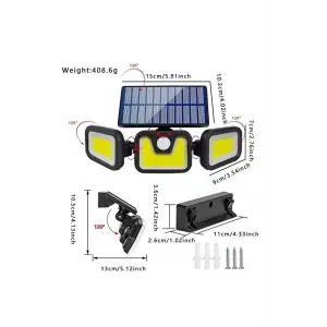 Üçlü Solar Led Projektör – Beyaz Işık – Sensörlü Dış Mekân Aydınlatma Bx40