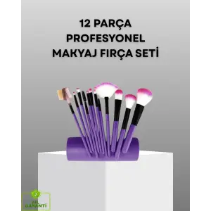 Ultra Yumuşak 12’li Makyaj Fırça Seti – Dökülme Yapmaz, Dalin Şampuan ile Temizlenebilir