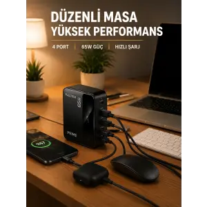 USB-A ve USB-C Girişli Çoklu Şarj Cihazı