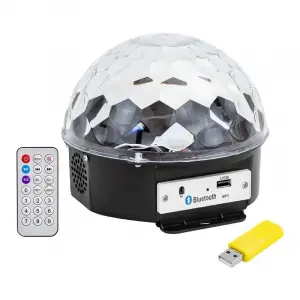 Usb-bluetooth Destekli Kumandalı Hoparlörlü Yarım Dünya Küre Disko Topu Bx40